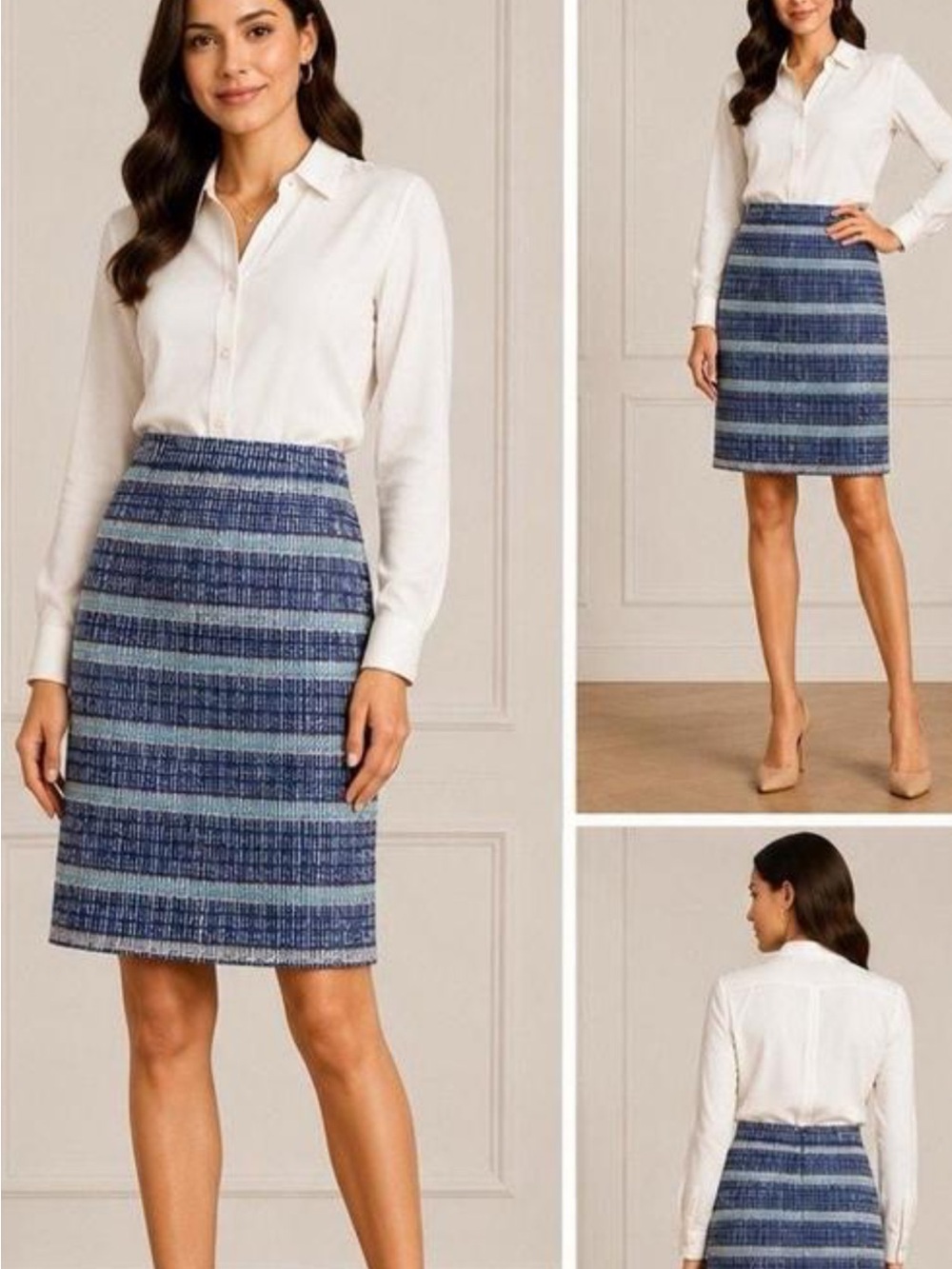 Tory Burch Blue and White Striped Skirt